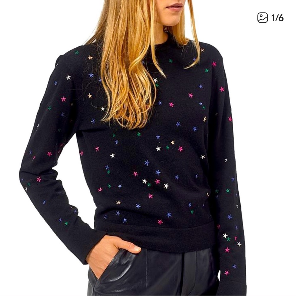 Equipment Black Sweater with Multicolor Stars